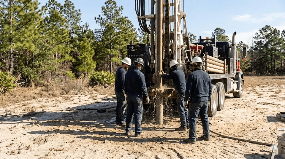 Swainsboro Well Drilling crew at a job site